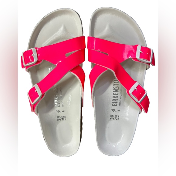 Shoes - BIRKENSTOCK Womens Size 8-8.5 EU 39 NEON Pink Patent Slides NWOB